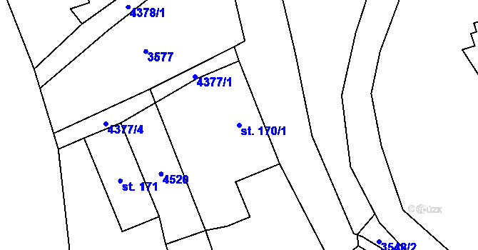 Parcela st. 170/1 v KÚ Heřmanovice, Katastrální mapa