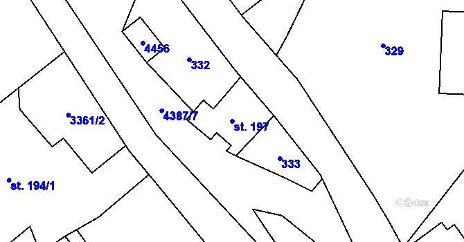 Parcela st. 197 v KÚ Heřmanovice, Katastrální mapa