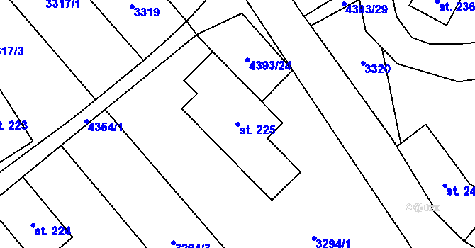 Parcela st. 225 v KÚ Heřmanovice, Katastrální mapa