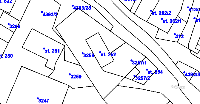 Parcela st. 252 v KÚ Heřmanovice, Katastrální mapa