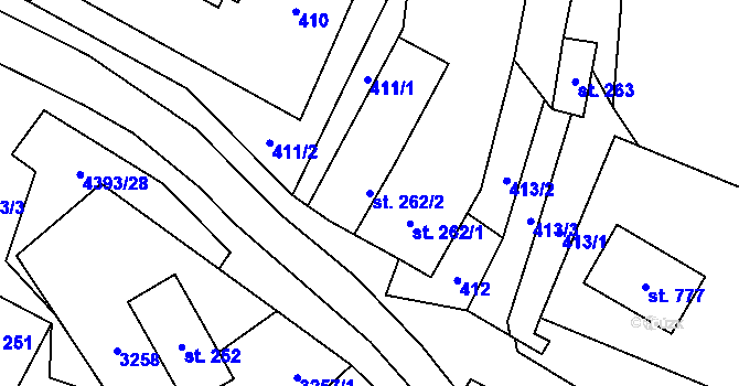Parcela st. 262/2 v KÚ Heřmanovice, Katastrální mapa