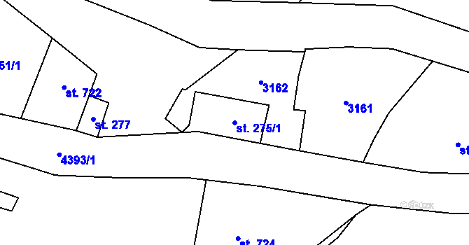 Parcela st. 275/1 v KÚ Heřmanovice, Katastrální mapa