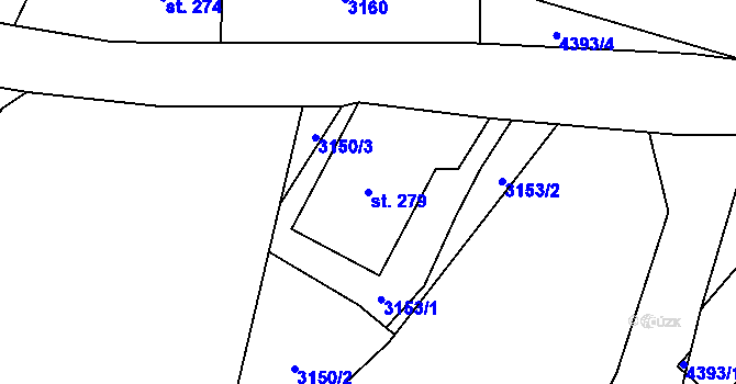 Parcela st. 279 v KÚ Heřmanovice, Katastrální mapa