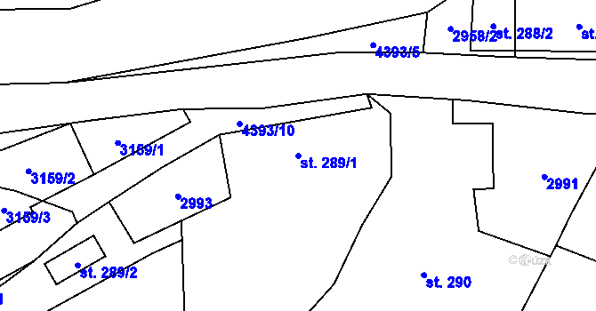 Parcela st. 289/1 v KÚ Heřmanovice, Katastrální mapa