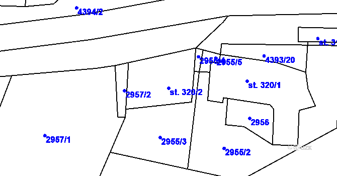 Parcela st. 320/2 v KÚ Heřmanovice, Katastrální mapa