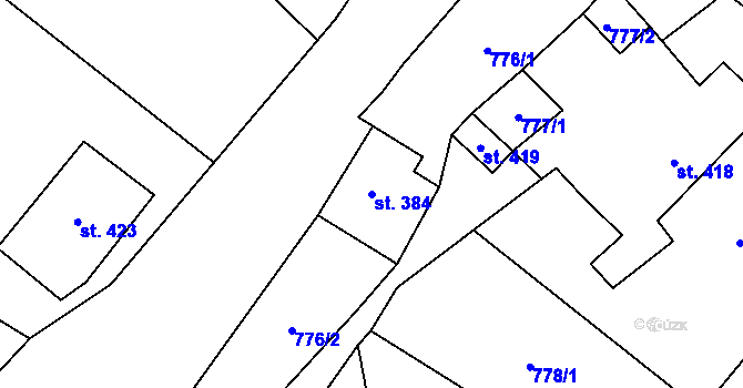 Parcela st. 384 v KÚ Heřmanovice, Katastrální mapa