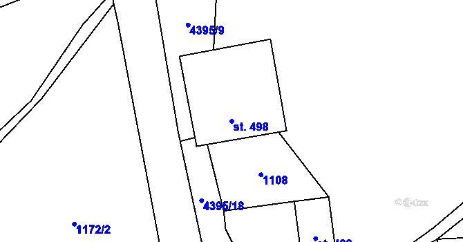 Parcela st. 498 v KÚ Heřmanovice, Katastrální mapa