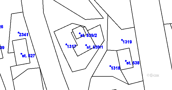 Parcela st. 539/1 v KÚ Heřmanovice, Katastrální mapa