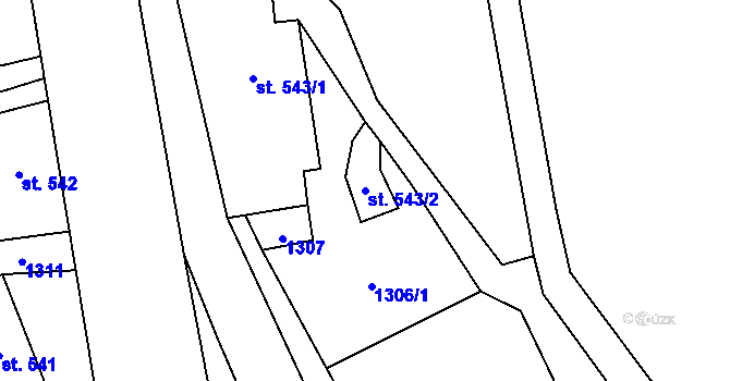 Parcela st. 543/2 v KÚ Heřmanovice, Katastrální mapa