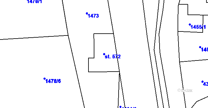Parcela st. 572 v KÚ Heřmanovice, Katastrální mapa