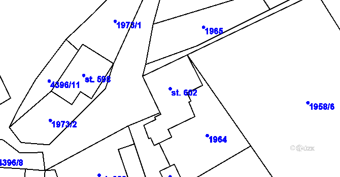 Parcela st. 602 v KÚ Heřmanovice, Katastrální mapa