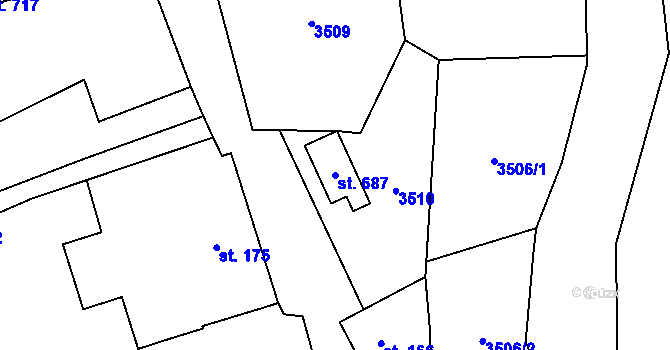 Parcela st. 687 v KÚ Heřmanovice, Katastrální mapa