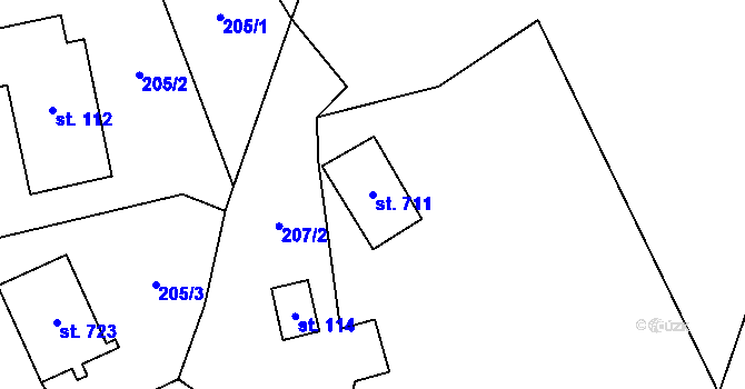 Parcela st. 711 v KÚ Heřmanovice, Katastrální mapa