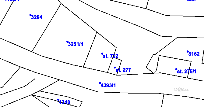 Parcela st. 722 v KÚ Heřmanovice, Katastrální mapa