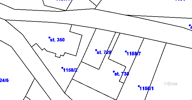 Parcela st. 728 v KÚ Heřmanovice, Katastrální mapa