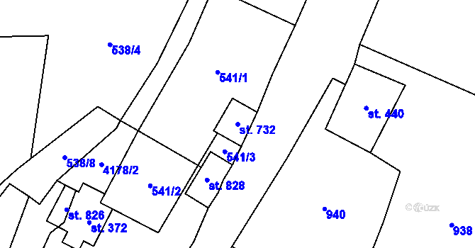 Parcela st. 732 v KÚ Heřmanovice, Katastrální mapa