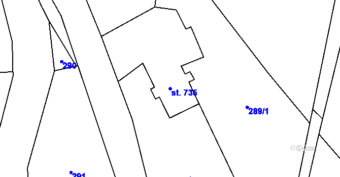 Parcela st. 735 v KÚ Heřmanovice, Katastrální mapa