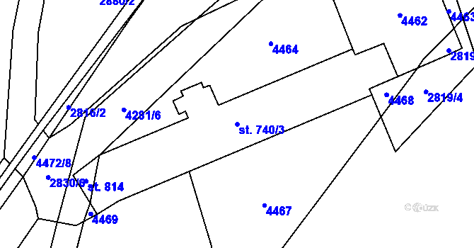Parcela st. 740/3 v KÚ Heřmanovice, Katastrální mapa