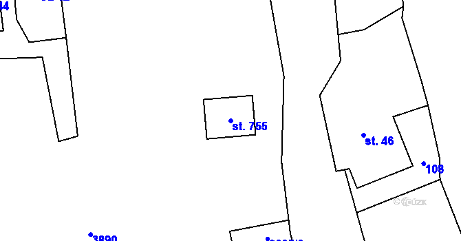 Parcela st. 755 v KÚ Heřmanovice, Katastrální mapa