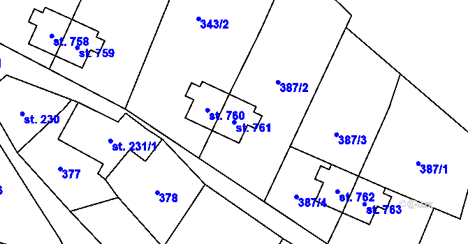 Parcela st. 761 v KÚ Heřmanovice, Katastrální mapa