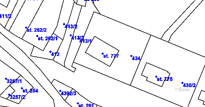 Parcela st. 777 v KÚ Heřmanovice, Katastrální mapa