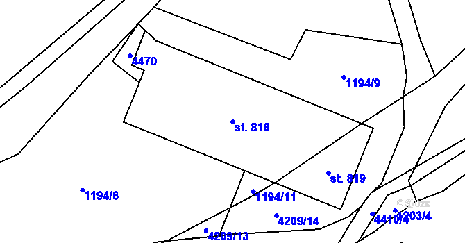 Parcela st. 818 v KÚ Heřmanovice, Katastrální mapa