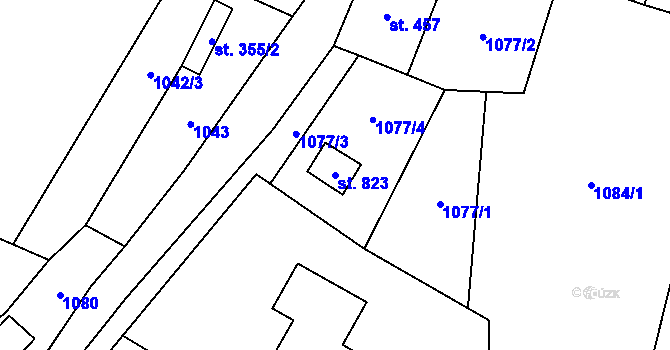 Parcela st. 823 v KÚ Heřmanovice, Katastrální mapa