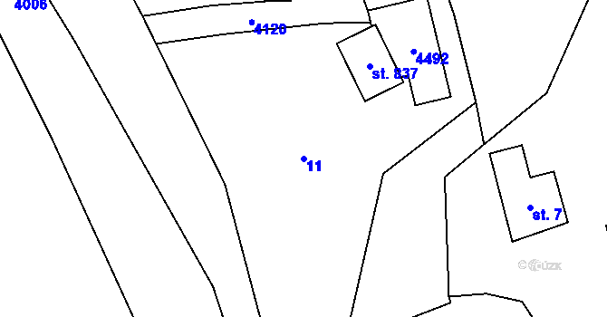Parcela st. 11 v KÚ Heřmanovice, Katastrální mapa