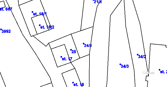 Parcela st. 24/1 v KÚ Heřmanovice, Katastrální mapa