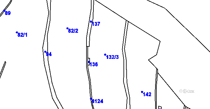 Parcela st. 132/3 v KÚ Heřmanovice, Katastrální mapa