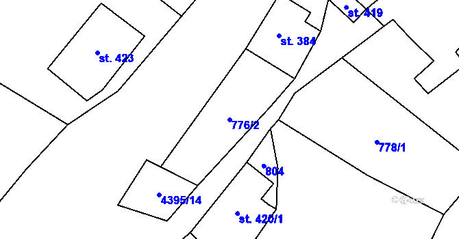 Parcela st. 776/2 v KÚ Heřmanovice, Katastrální mapa