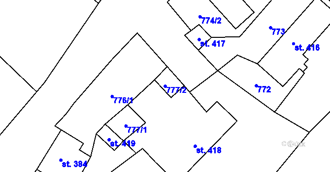 Parcela st. 777/2 v KÚ Heřmanovice, Katastrální mapa