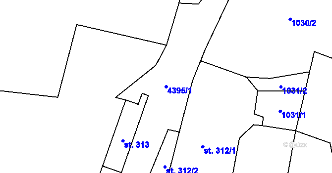 Parcela st. 4395/1 v KÚ Heřmanovice, Katastrální mapa