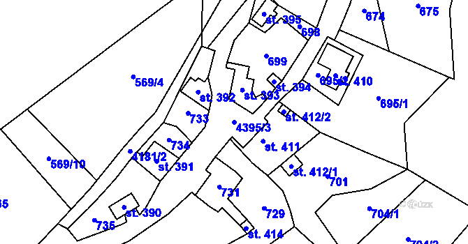 Parcela st. 4395/3 v KÚ Heřmanovice, Katastrální mapa