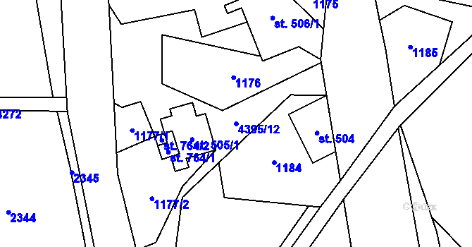 Parcela st. 4395/12 v KÚ Heřmanovice, Katastrální mapa