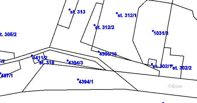 Parcela st. 4395/15 v KÚ Heřmanovice, Katastrální mapa