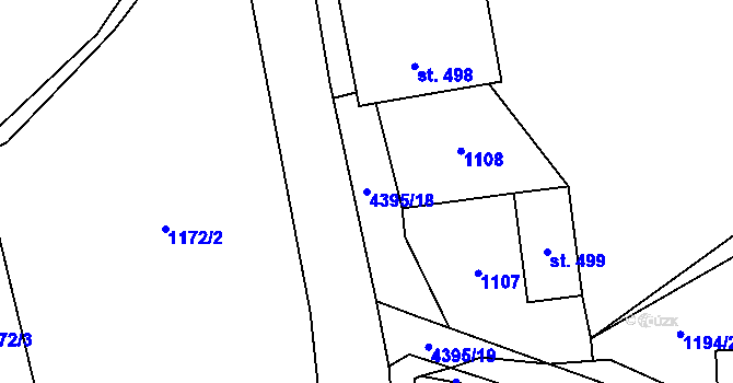 Parcela st. 4395/18 v KÚ Heřmanovice, Katastrální mapa
