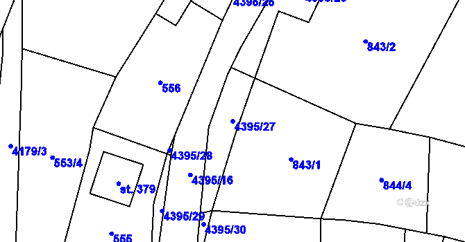 Parcela st. 4395/27 v KÚ Heřmanovice, Katastrální mapa