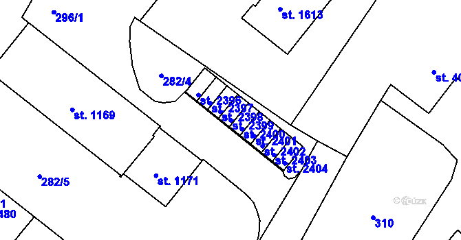 Parcela st. 2399 v KÚ Heřmanův Městec, Katastrální mapa