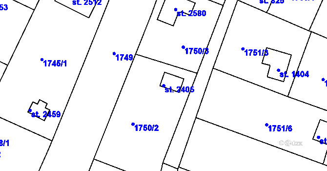 Parcela st. 2405 v KÚ Heřmanův Městec, Katastrální mapa
