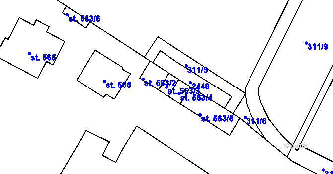 Parcela st. 563/3 v KÚ Heřmanův Městec, Katastrální mapa