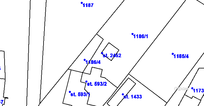 Parcela st. 2452 v KÚ Heřmanův Městec, Katastrální mapa