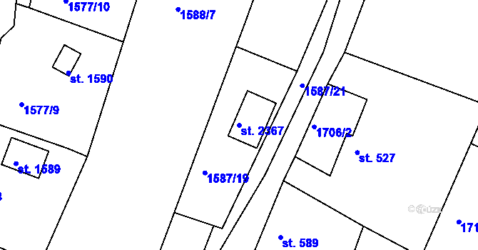 Parcela st. 2367 v KÚ Heřmanův Městec, Katastrální mapa