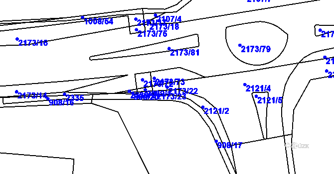 Parcela st. 2173/22 v KÚ Heřmanův Městec, Katastrální mapa