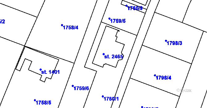 Parcela st. 2465 v KÚ Heřmanův Městec, Katastrální mapa