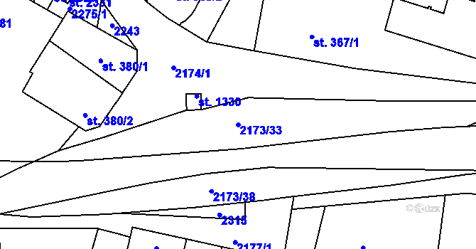 Parcela st. 2173/33 v KÚ Heřmanův Městec, Katastrální mapa