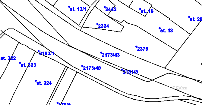 Parcela st. 2173/43 v KÚ Heřmanův Městec, Katastrální mapa