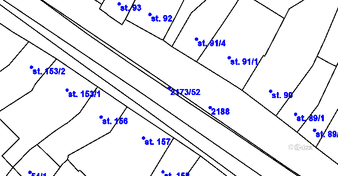Parcela st. 2173/52 v KÚ Heřmanův Městec, Katastrální mapa