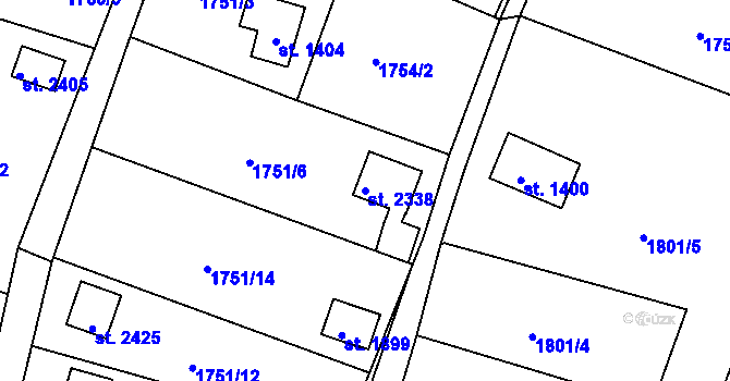 Parcela st. 2338 v KÚ Heřmanův Městec, Katastrální mapa