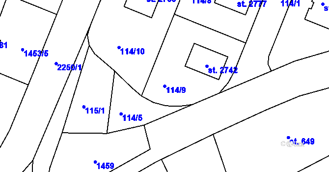 Parcela st. 114/9 v KÚ Heřmanův Městec, Katastrální mapa
